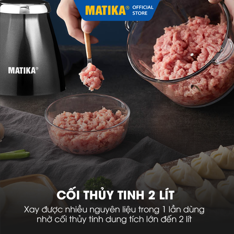 Máy Xay Thịt MATIKA 2L Cối Thủy Tinh MTK-3220, Hàng Chính Hãng