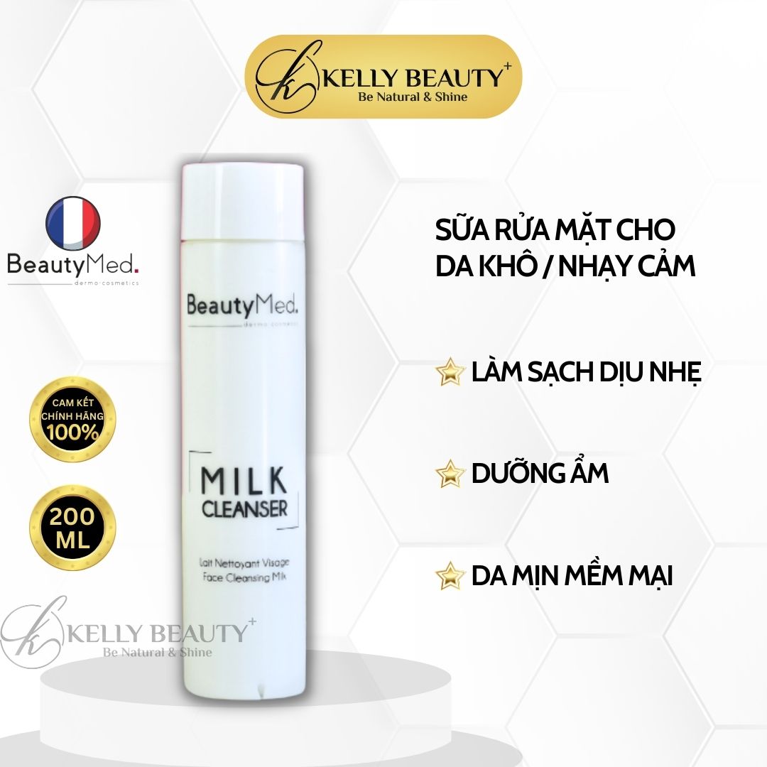 Sữa Rửa Mặt Cho Da Khô, Nhạy Cảm BeautyMed Milk Cleanser | Kelly Beauty