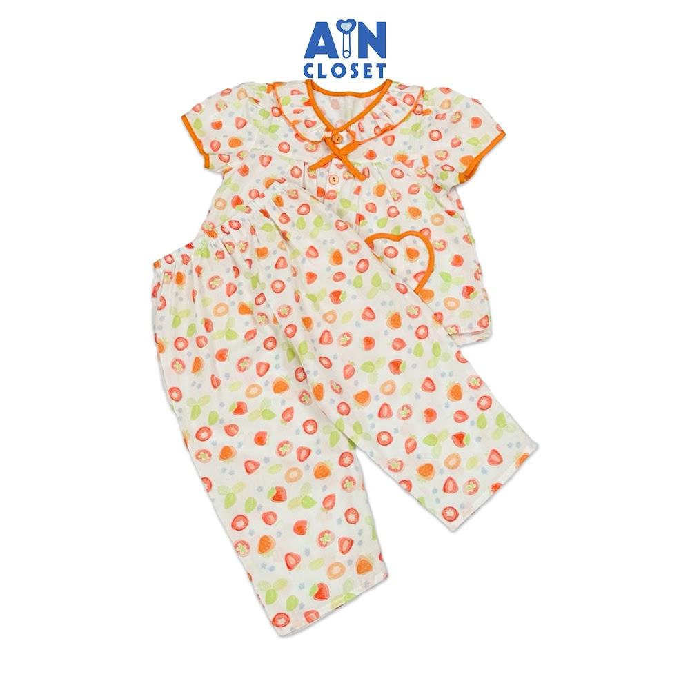 Bộ quần áo Dài tay ngắn bé gái họa tiết Fruit Cam cotton - AICDBGXWA36N - AIN Closet