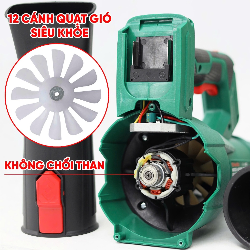 Máy thổi Lá Dùng Pin Wokfix WF-TL680M,Công Suất 680W , Dùng pin phổ thông