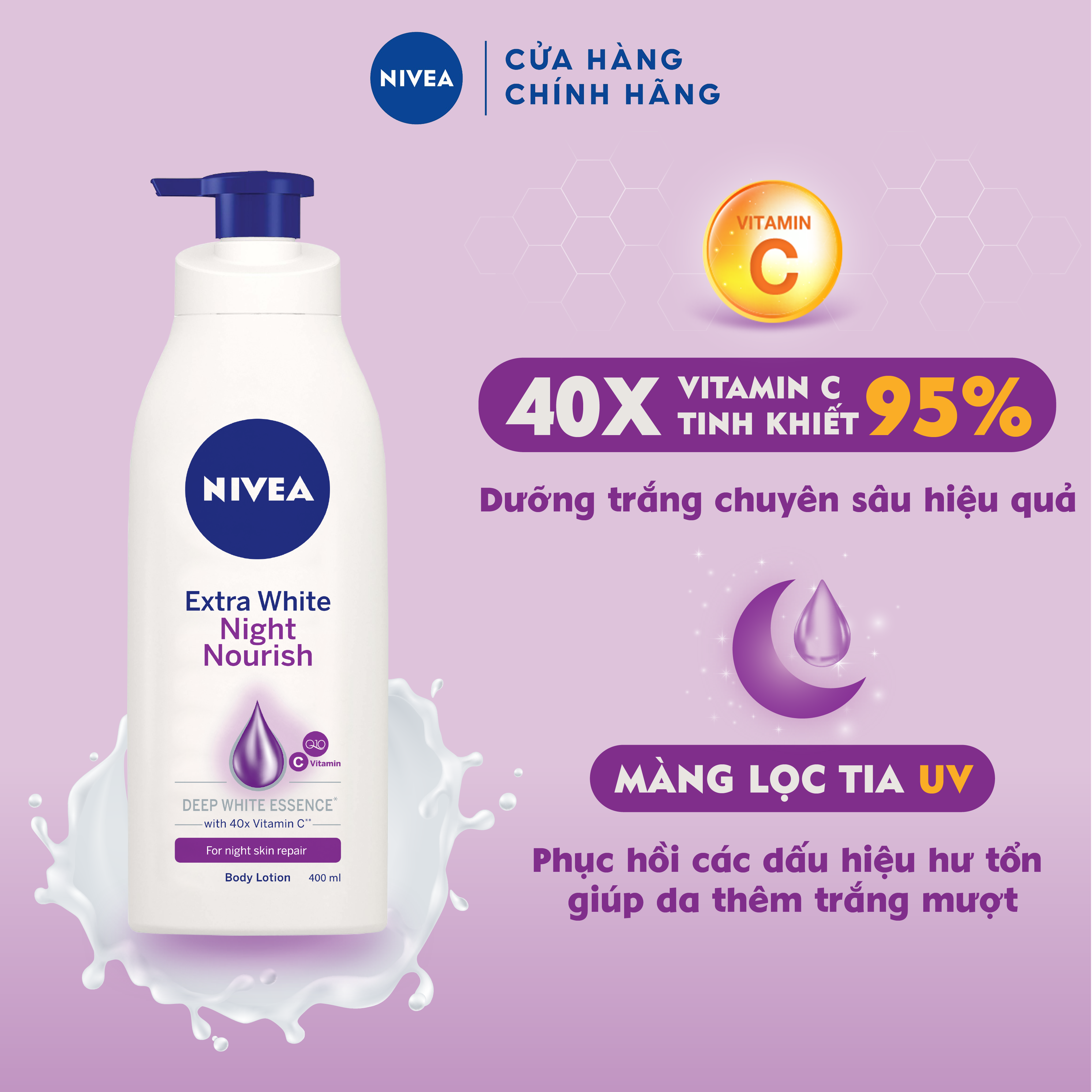 Sữa Dưỡng Thể Trắng Da Nivea Ban Đêm 400ml - 88126