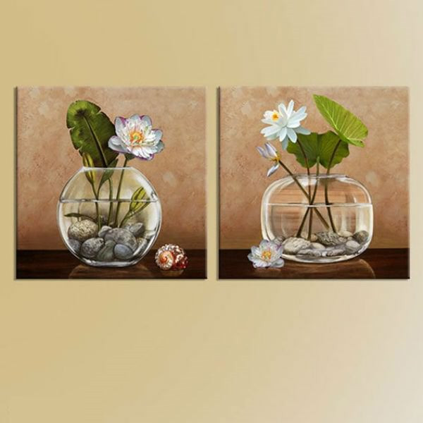 Bộ 2 Tranh Trang Trí Canvas Không Viền "Lọ Hoa" W277