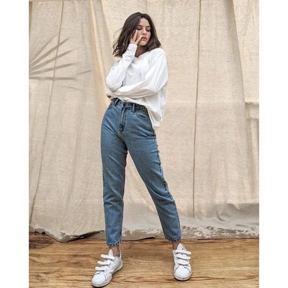 Quần Mom Fit Jeans-Ocean Blue