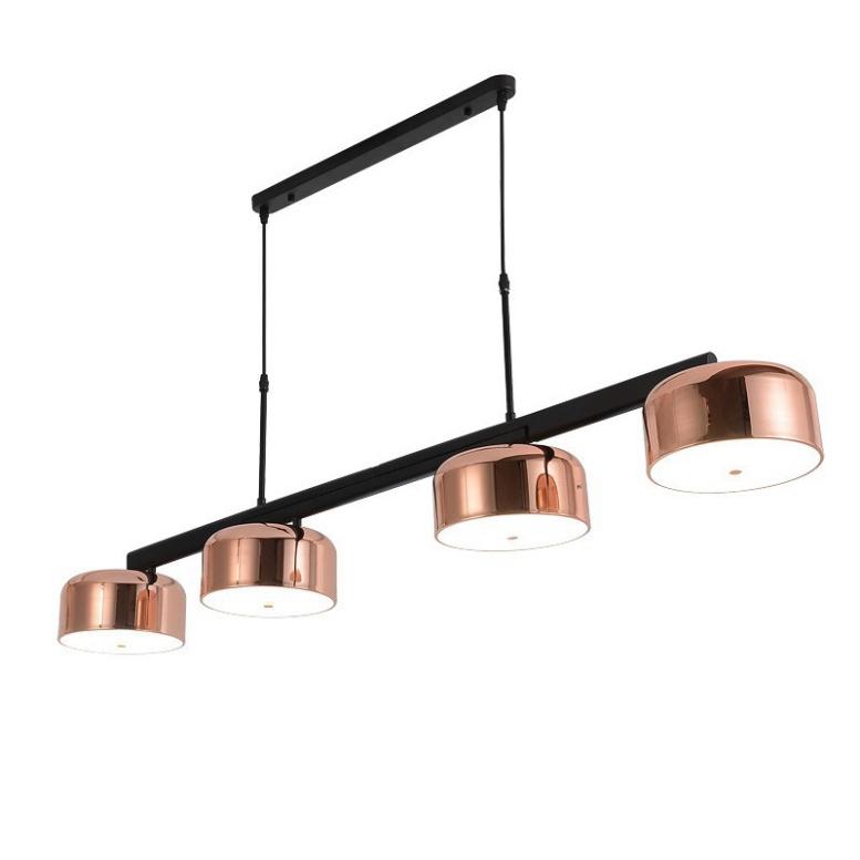 Đèn thả Decor Phục vụ cho Bàn Đảo, phòng Ăn nơi tiếp khách Đèn thả ngang 4 bóng chao màu đồng
