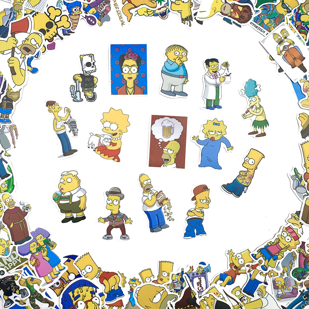 Sticker Gia đình Simpson The Simpsons Ngẫu Nhiên Chất Lượng Cao Chống Nước Trang Trí Nón Bảo Hiểm Vali Đàn Xe Máy Xe Đạp