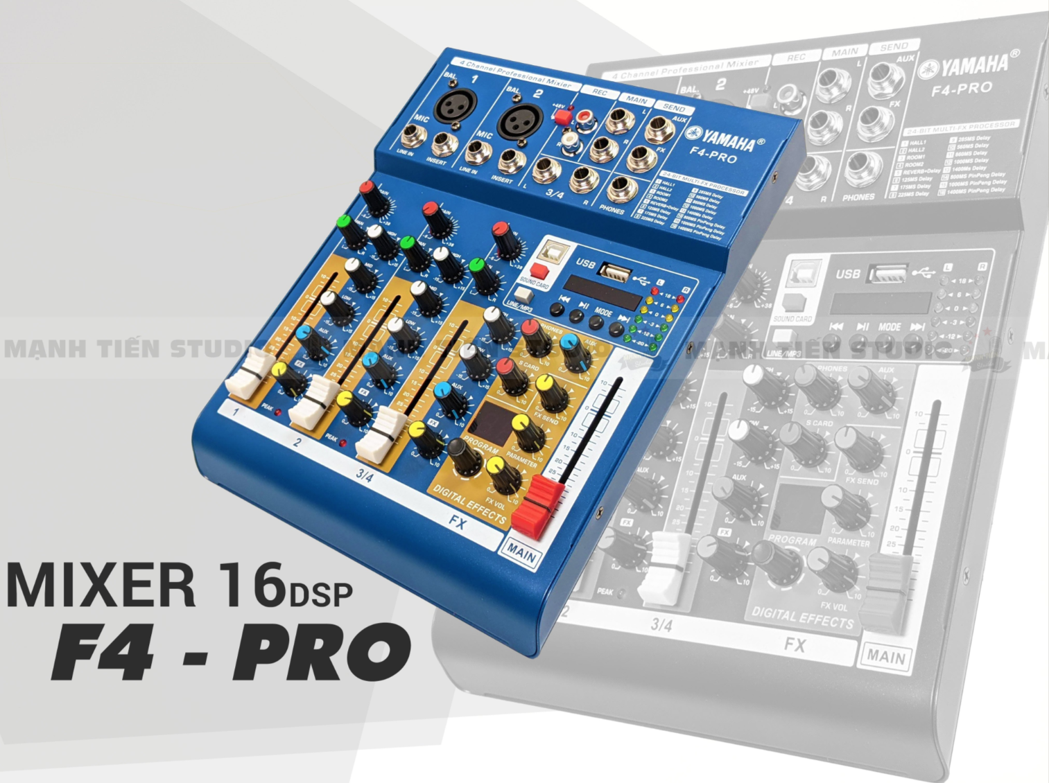 Bàn trộn Mixer Yamaha F4 Pro - Tích hợp vang số 16 chế độ vang - Tích hợp soundcard livestream