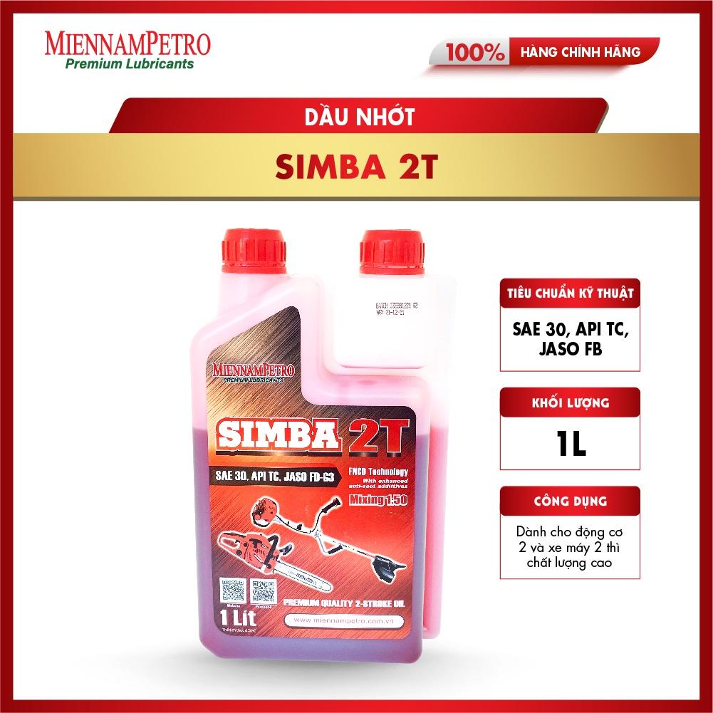 Dầu Nhớt MiennamPetro Simba 2T SAE 30 API TC JASO FD-63 1L Dành Cho Động Cơ Và Xe Máy 2 Thì Chất Lượng Cao