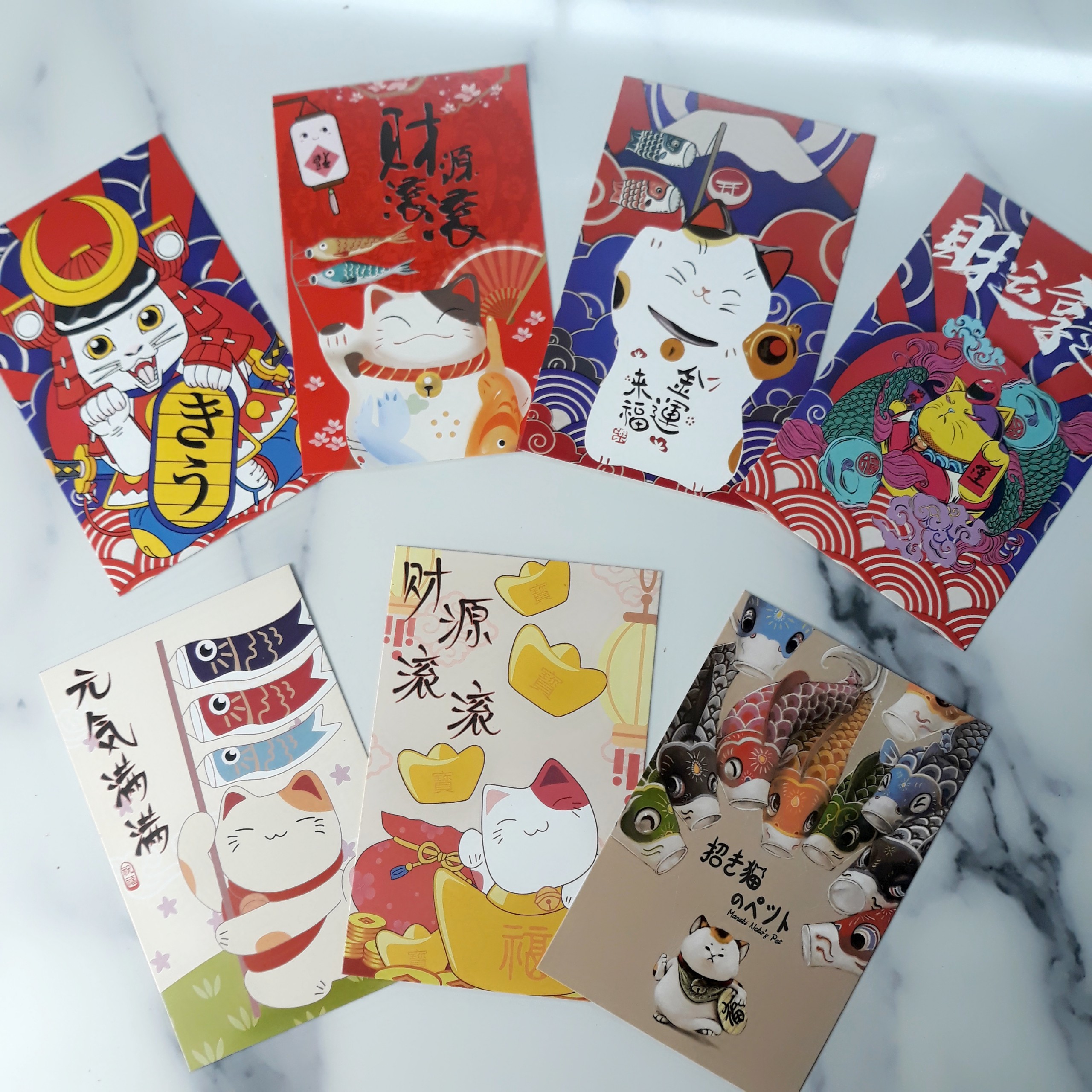 Hộp 36 Post Card Chủ Đề Mèo May Mắn Maneki Neko (9.3 x 14.3cm)