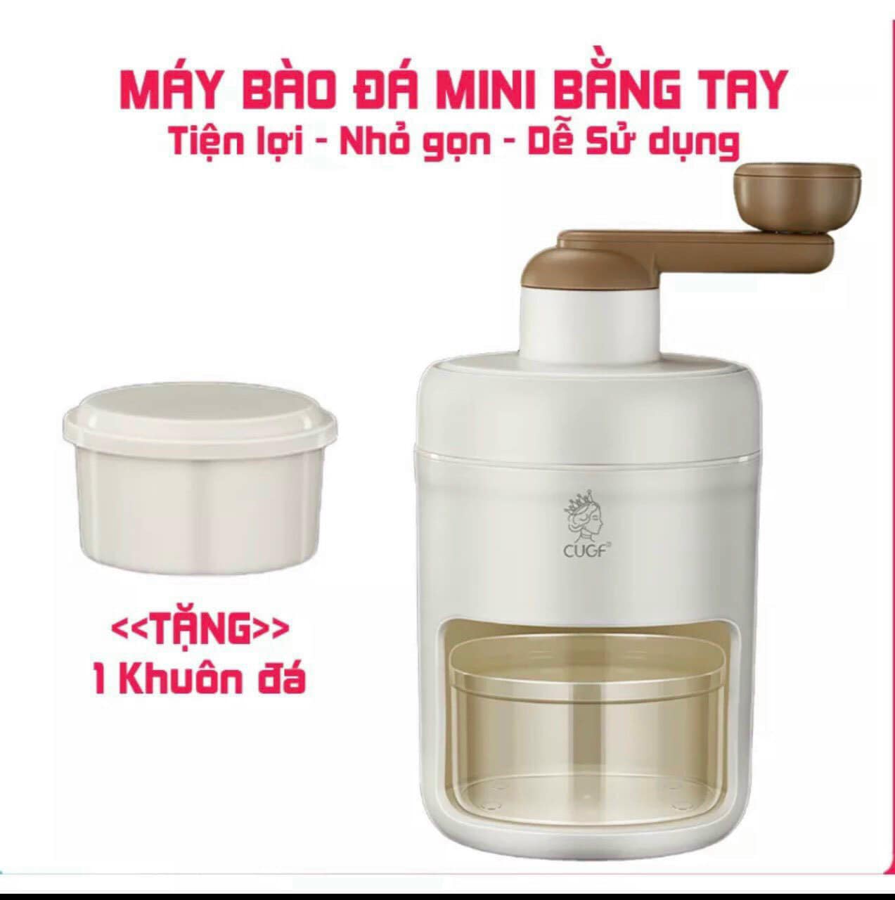 Máy Bào Đá Mini Xay Đá Tuyết Quay Bằng Tay Đa Năng Cho Gia Đình