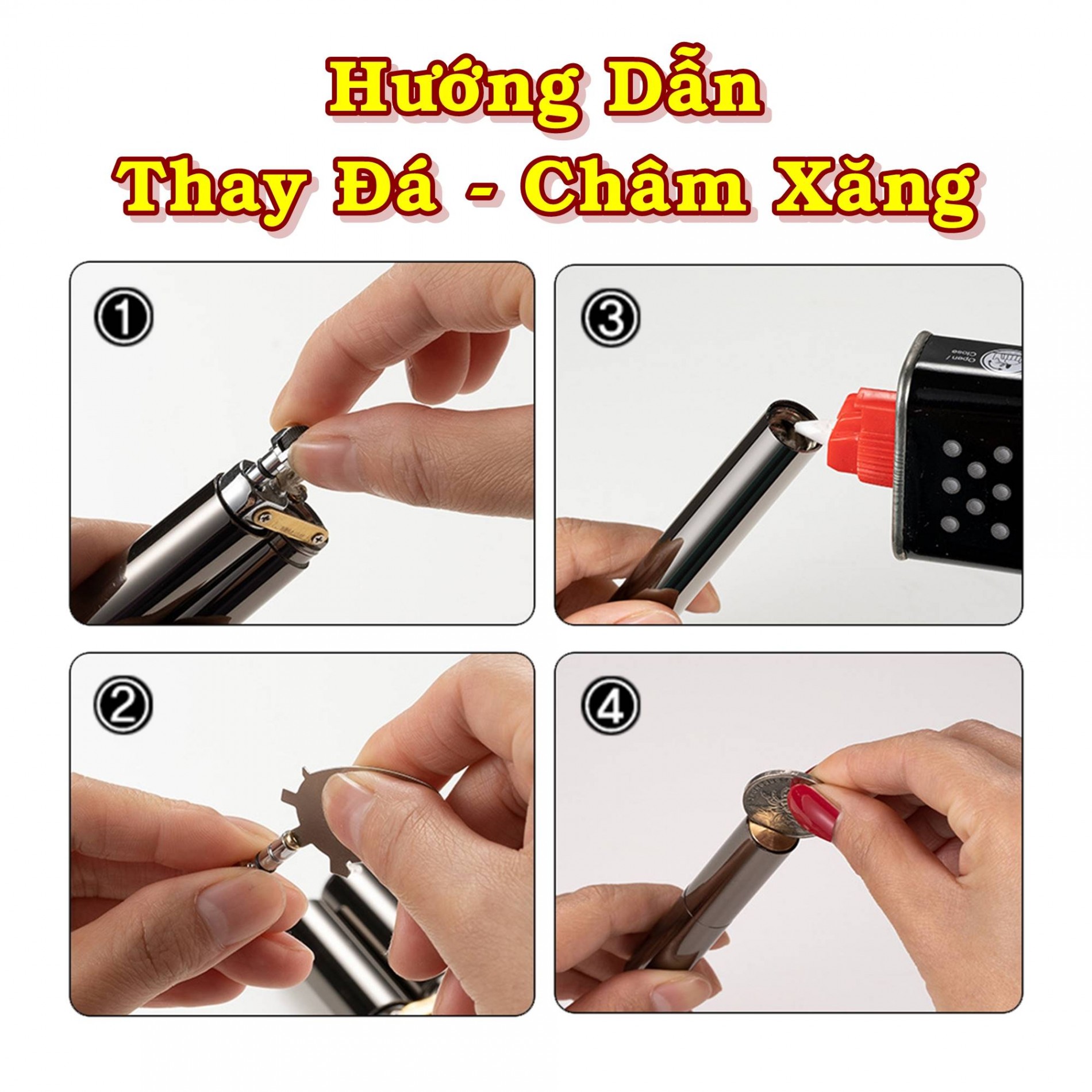 Hột quẹt bật lửa 2 chế độ lửa (chiết hoả tử + xăng đá) (fullbox) - (sạc điện - xài xăng)