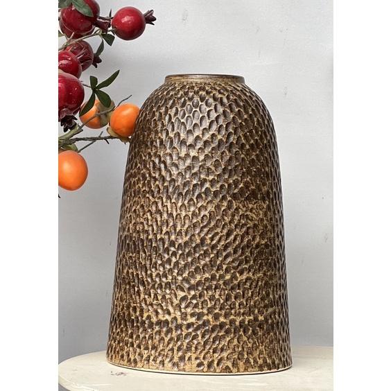 Bình cắm hoa dáng chuông tổ ong H46cm, men mộc. Gốm sứ Bát Tràng.