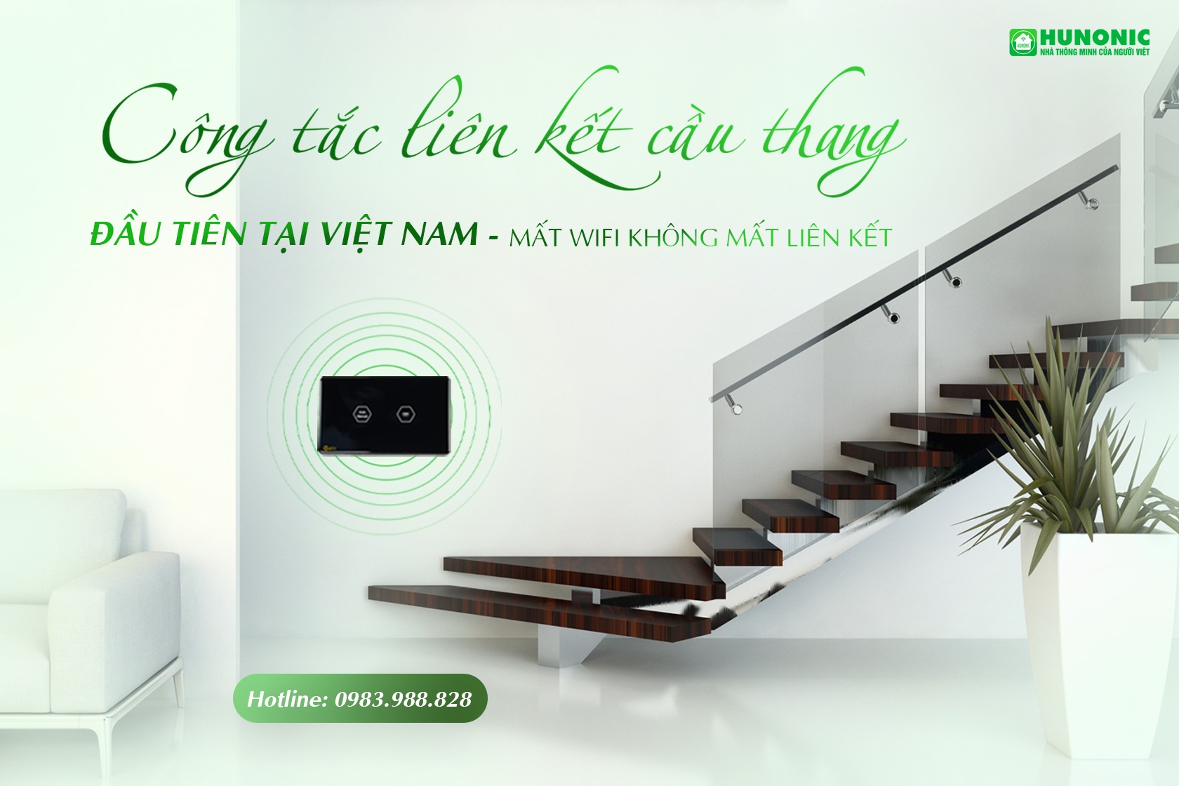 Hunonic Công Tắc Cầu Thang điều khiển bằng Wifi Datic