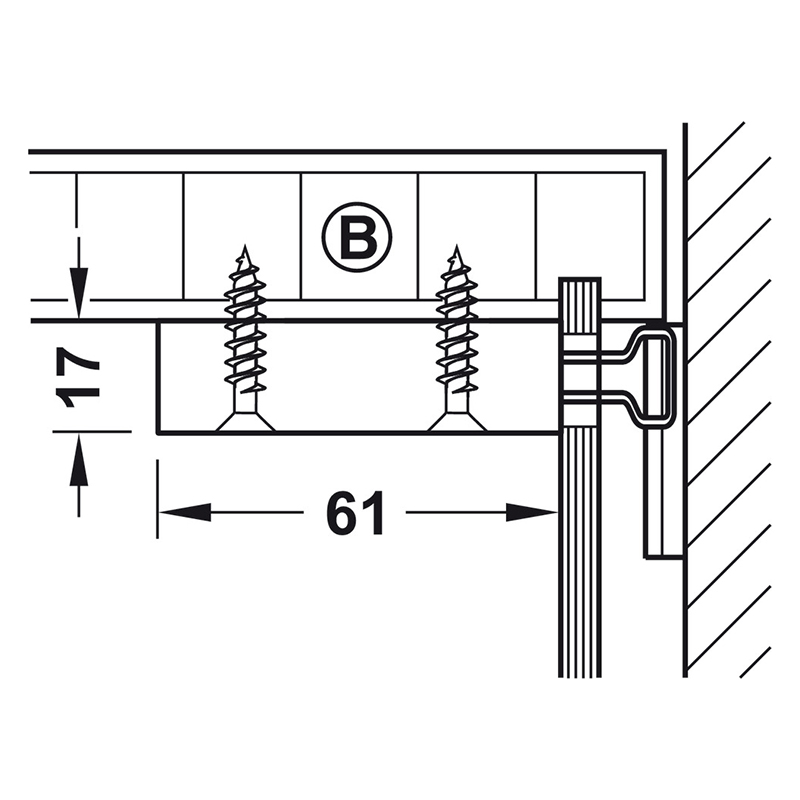 Phụ kiện treo tủ, tủ treo tường, khả năng chịu tải 150 kg/cặp, bắt vít Hafele - 290.00.740