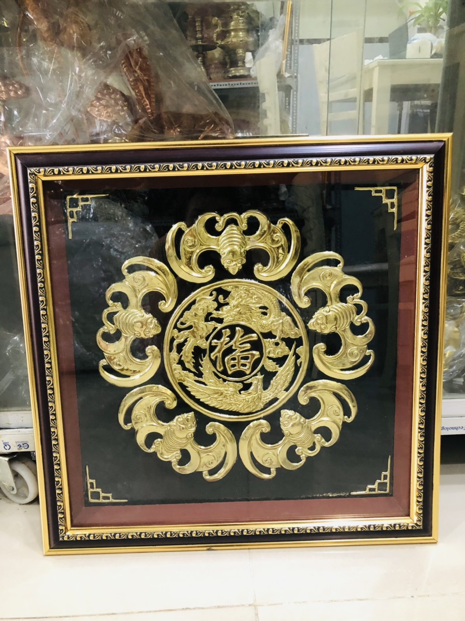 Tranh Ngũ Phúc Lâm Môn ,chiêu tài lộc,bình an cao 60cm