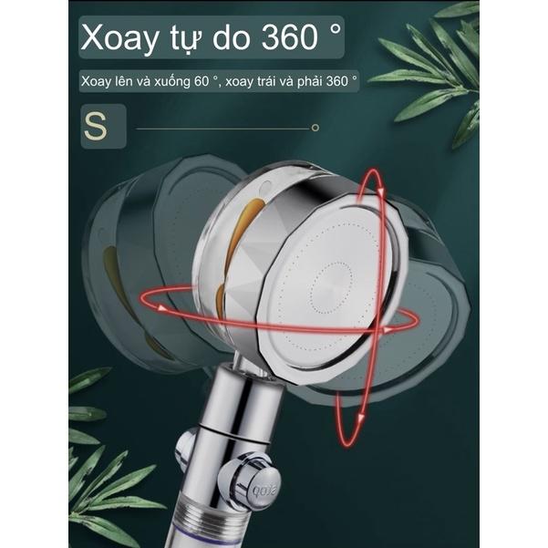 Đầu Vòi Hoa tăng áp cánh quạt đầu xoay 360 độ có nút nhấn stop có lõi lọc ,Tay Sen Tăng Áp và