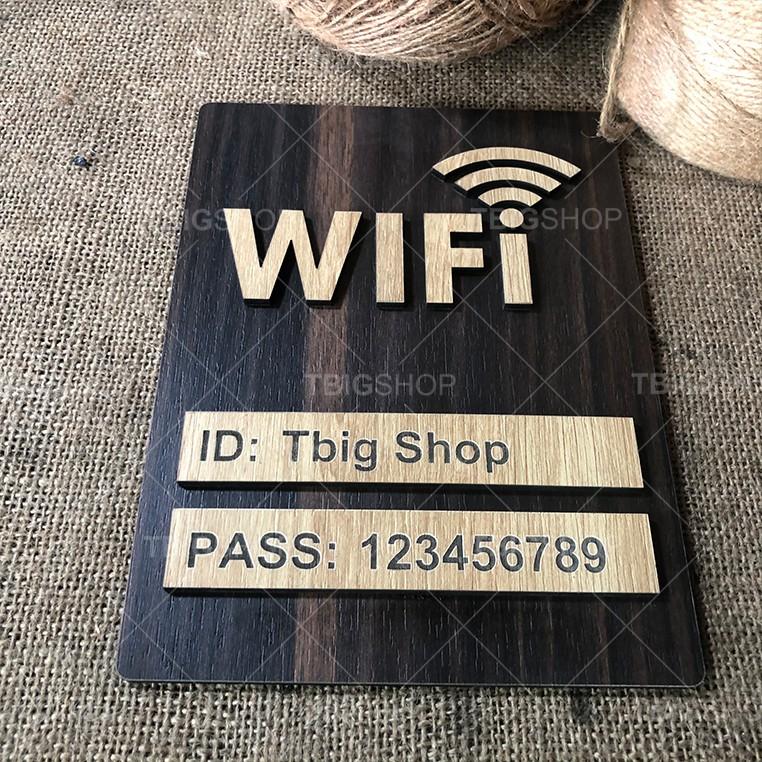 Bảng ghi thông tin wifi mật khẩu gỗ khắc laser cao cấp cho quán cafe, trà sữa, khách sạn, nhà nghỉ