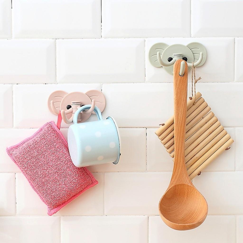 Móc Dán Tường Hình Voi Siêu Chắc Chắn, móc dính 3 nhánh đa năng