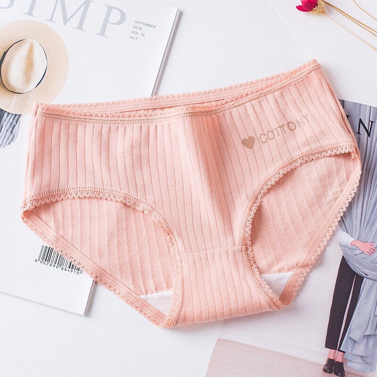 SET 5 QUẦN LÓT nữ cotton tăm tim thoáng mát