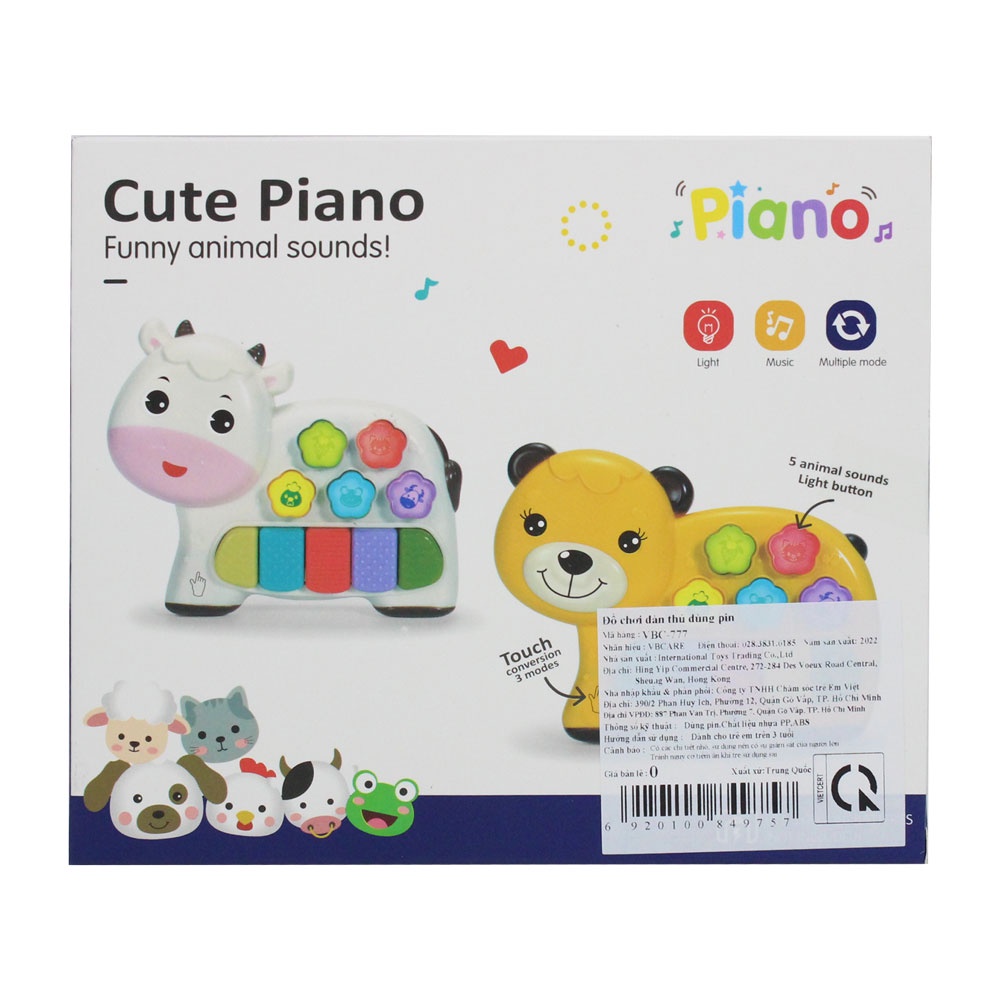 Đồ Chơi Đàn Piano Con Vật Đẹp Đáng Yêu Cao Cấp Chạy Pin,Nhựa An Toàn Hàng Việt Nam