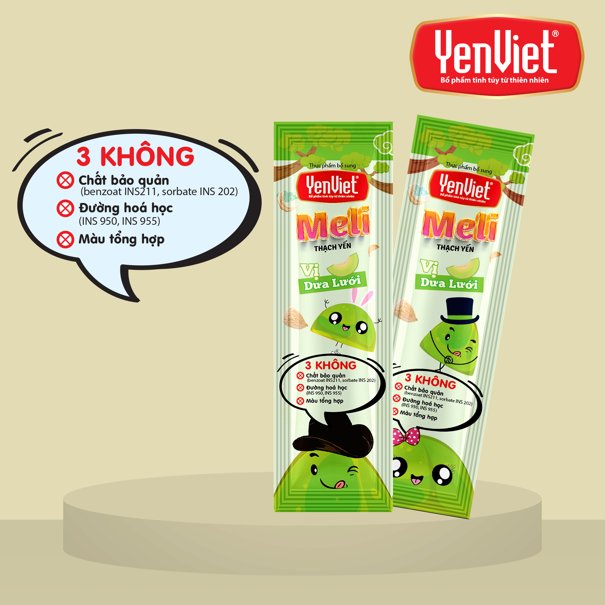 Yến Việt - Thạch Yến MeLi hộp mix 3 vị trái cây, , hộp 21 gói x 20g