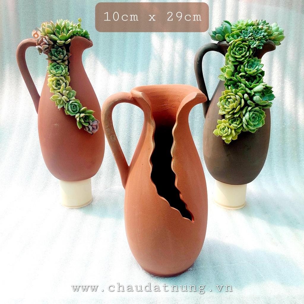 Chậu đất nung - Bình sữa xẻ 1029, miệng chậu 10cm, chiều cao 29cm