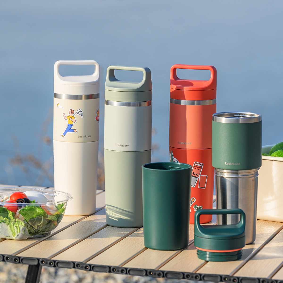 Bình giữ nhiệt Slo 2in1 with tumbler LocknLock LHC4332 (Bình giữ nhiệt và cốc nhựa) 600ml
