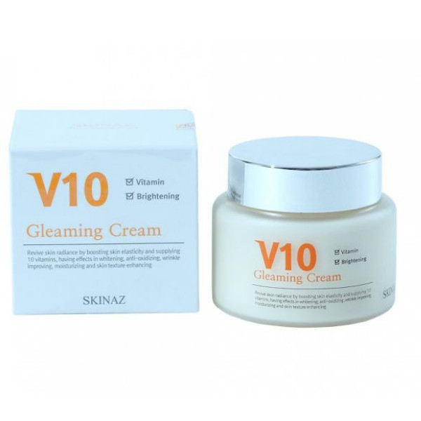 Kem Dưỡng Trắng Sáng Da Mặt Cao Cấp V10 Gleaming Cream Skinaz Hàn Quốc - Dưỡng Trắng, Làm Sáng Và Duy Trì Độ Ẩm Cho Làn Da