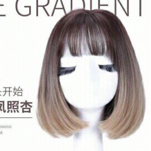 Tóc giả cúp vic nhuộm chân đen - tặng lưới chùm tóc- hình thật