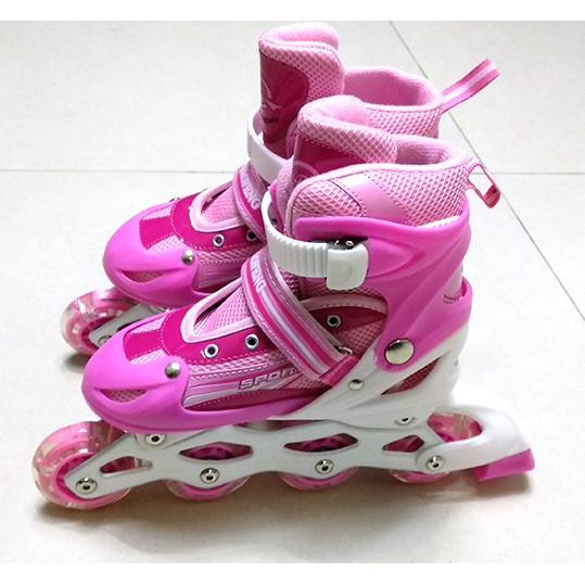 Giày patin cho bé có đèn Flash + Bộ bảo vệ tay chân trượt partin + Túi đựng giày tiện dụng