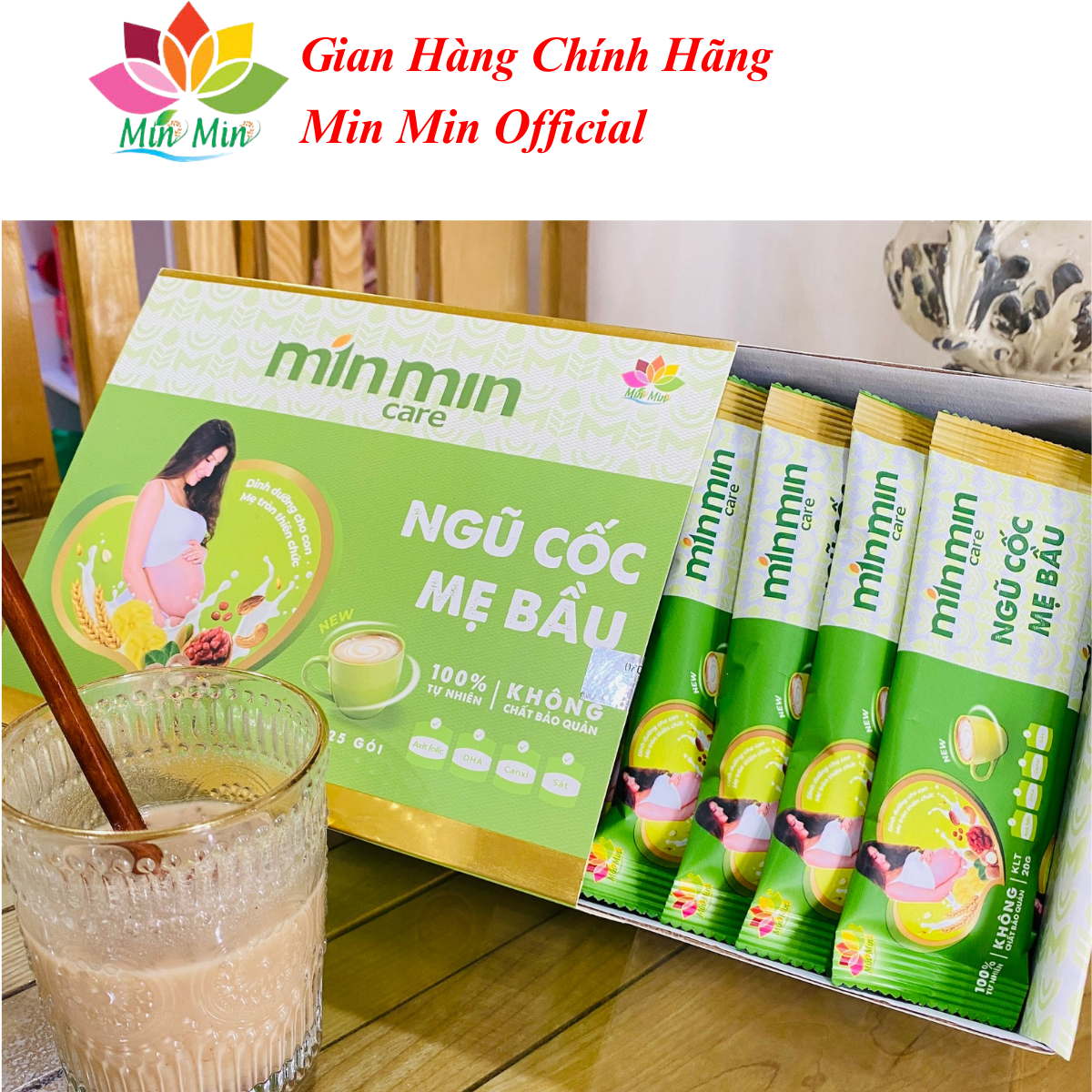 [COMBO 2 Hộp 1KG] Ngũ Cốc Mẹ Bầu Min Min Care  - Ngũ Cốc Min Min Dinh Dưỡng Cho Mẹ Bầu 1 Hộp 25 gói 20gram