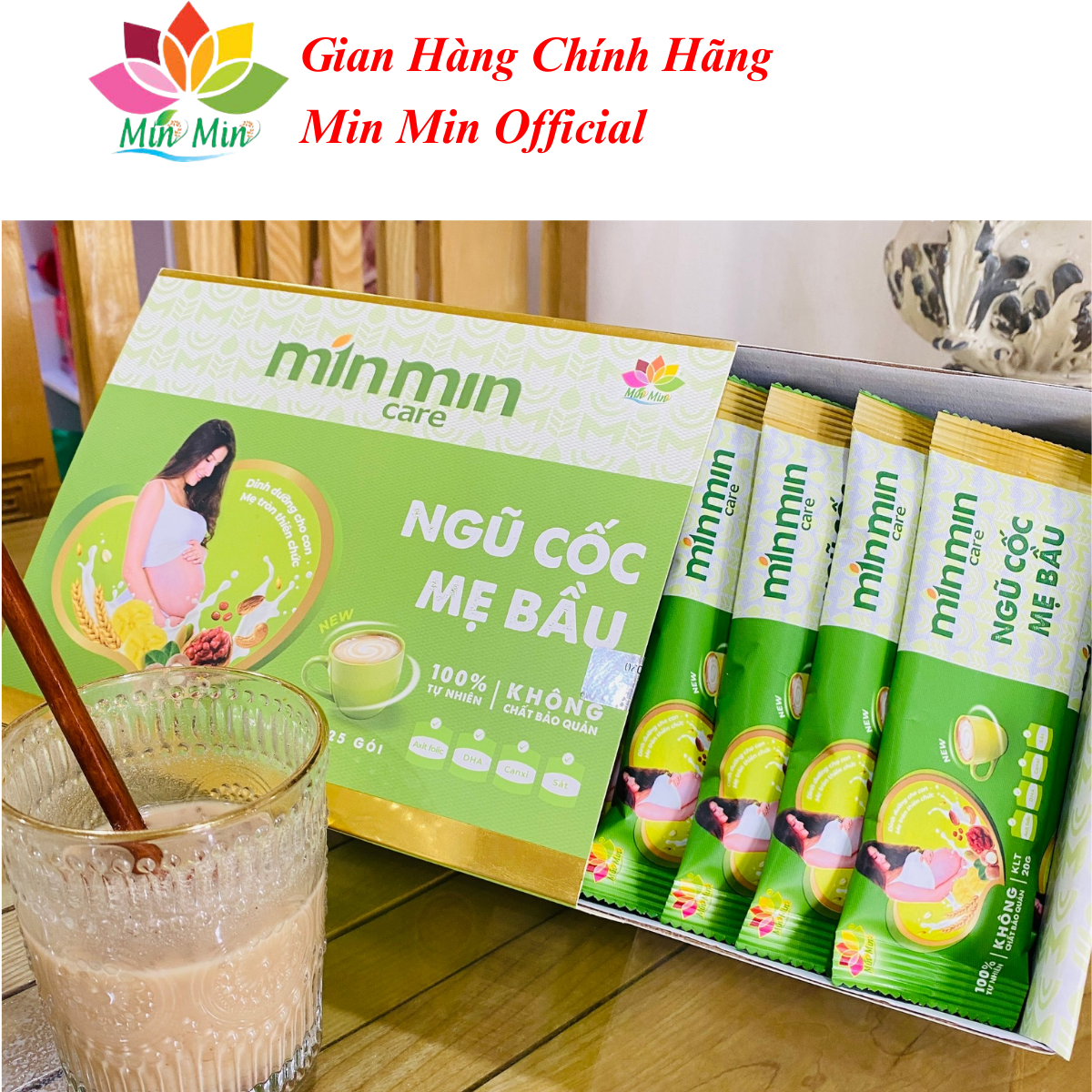 Ngũ Cốc Mẹ Bầu Min Min Care - Ngũ Cốc Bầu Min Min (1 hộp 25 gói 20gram)