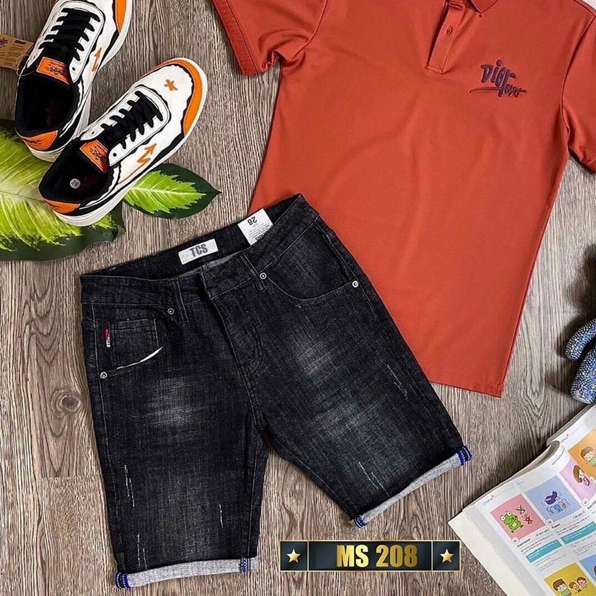 Quần jean nam short ngắn jean co giãn trơn dễ mặc đồ 208