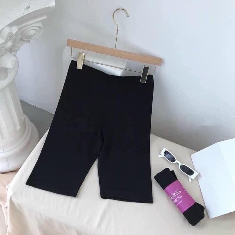 Quần Legging Lửng Thailand Nana's House Short đùi dáng ôm body màu đen trơn basic nữ