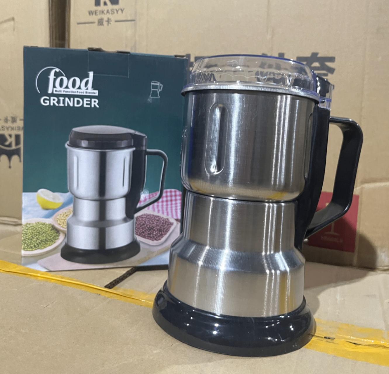 Máy Xay Hạt Tiêu Hạt Cafe Hạt Khô Gia Vị Đa Năng Công Suất 250w 8 Lưỡi Dao Cực Bén Chất Liệu Cối Inox - Hàng Nhập Khẩu