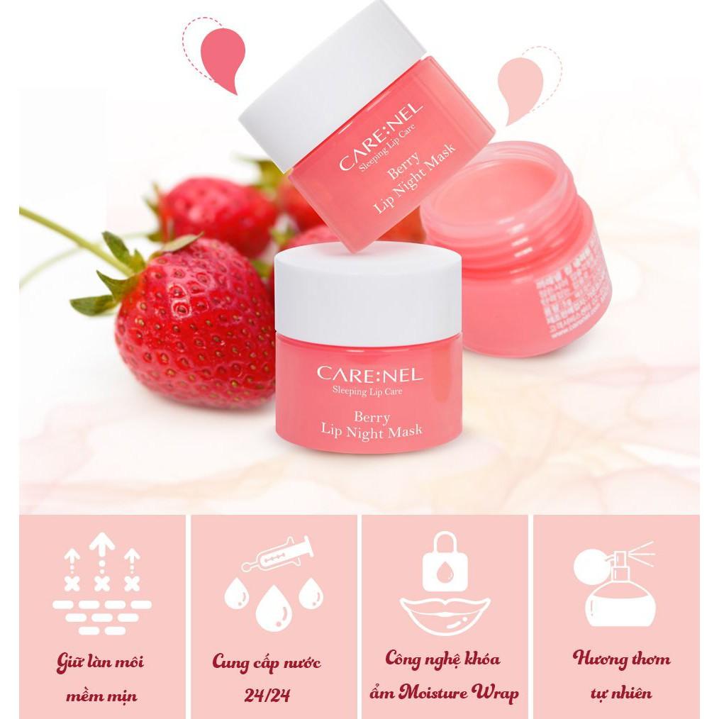 Combo 2 Mặt nạ ngủ môi dưỡng ẩm và tẩy tế bào chết hương dâu Care:nel Lip Sleeping Mask Berry 5g x 2