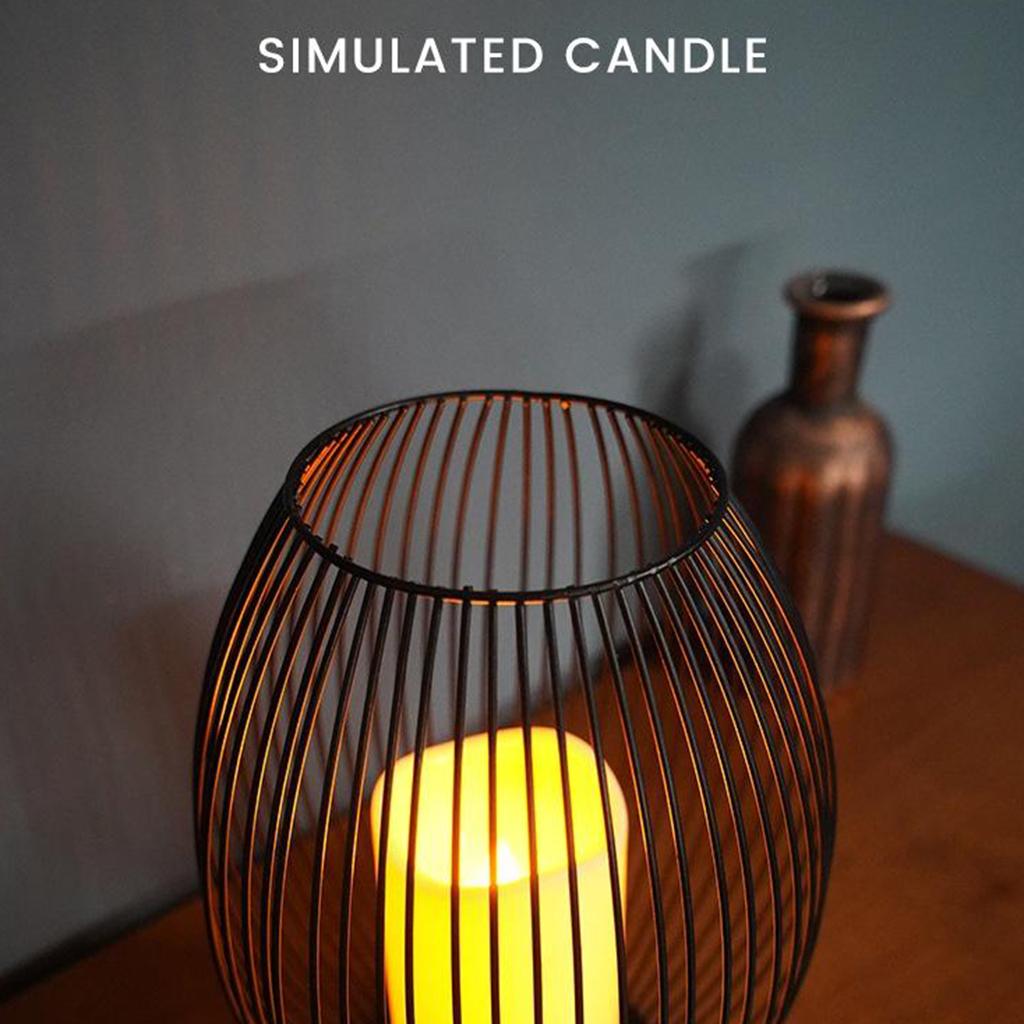 Vintage Style Iron Wire Candle Holder with LED Candle for Home Wedding Decor