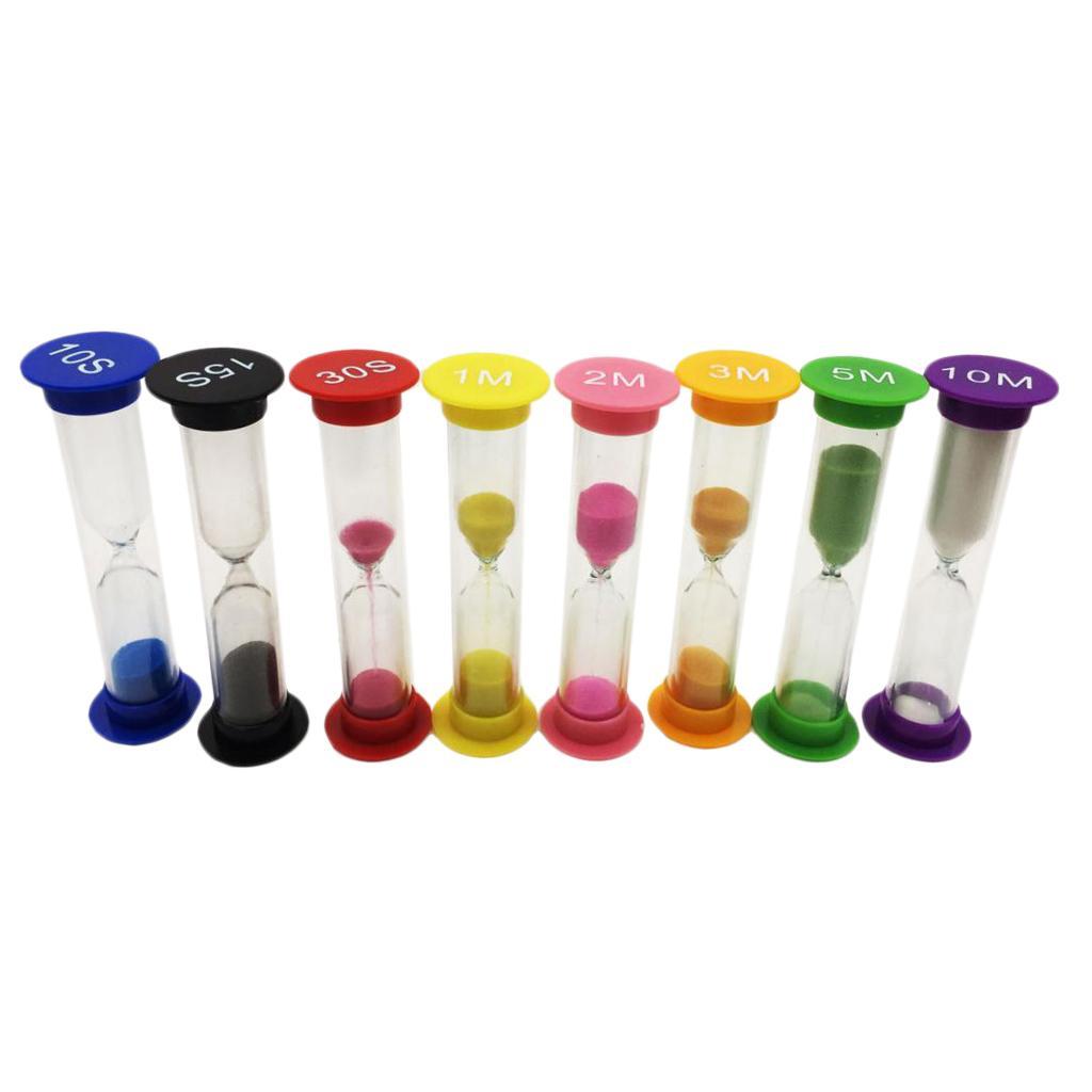 2x10/15/30 Seconds & 1+2+3+5+10 Minutes Plastic Sandglass Hourglass Timer Set