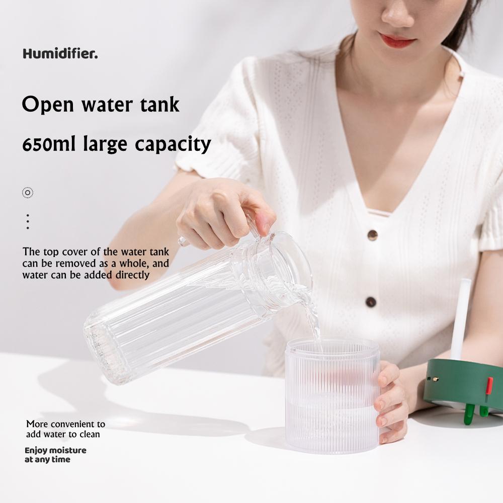 650ML Xương Rồng Máy Tạo Độ Ẩm Không Khí USB Có Thể Sạc Hương Thơm Khuếch Tán Ánh Sáng Đèn LED 2000MAh Pin Di Động Không Dây Âm Thanh Humidificador