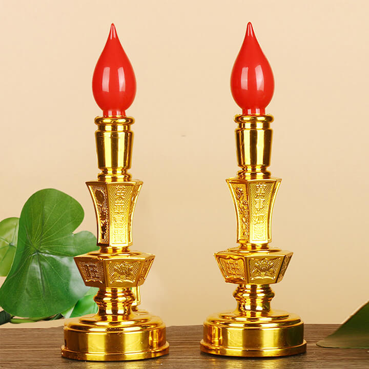 Đèn thờ dùng pin tiểu AA để bàn, đèn cầy đèn thờ cúng phật, đèn thờ thần tài ông địa