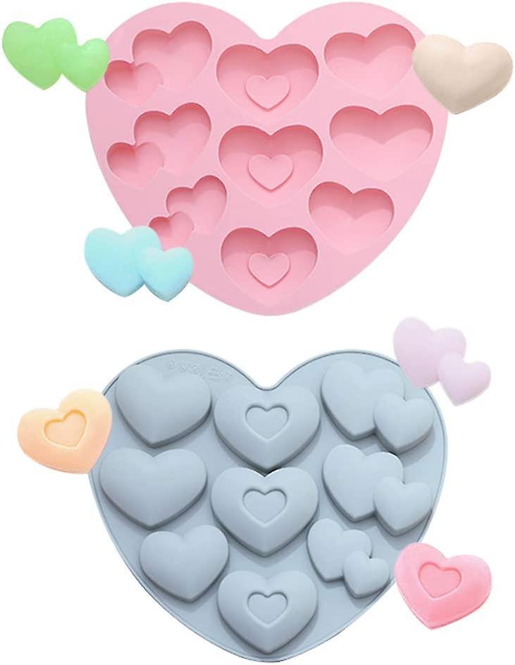 2pcs yêu khuôn trái tim silicon, khuôn silicon sô cô la, 10 quả trái tim hình trái tim Gelatin Gelatin DIY