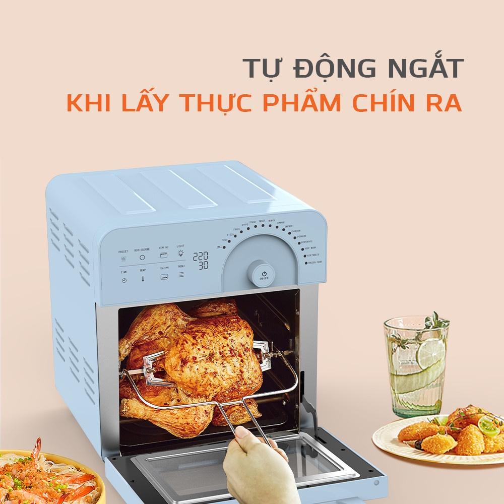 Nồi Chiên Không Dầu UNIE Sky Blue, Dung tích lớn 14,5L công suất 1700W, Hàng Chính Hãng