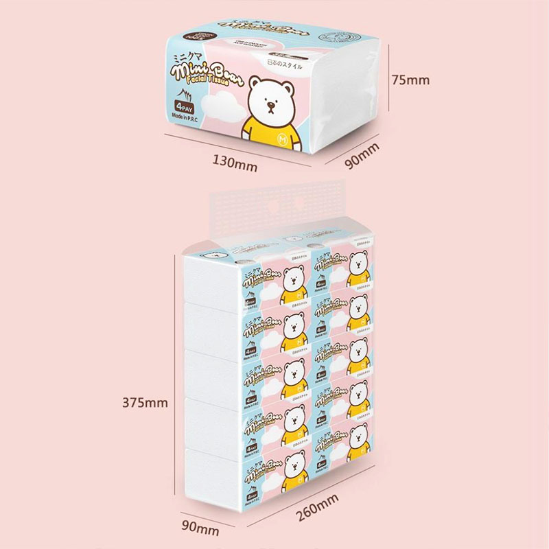 Khăn giấy khô đa năng cho bé, Khăn giấy rút Mini Bear 4 lớp mềm mại an toàn cho bé yêu (300 tờ) – KH008