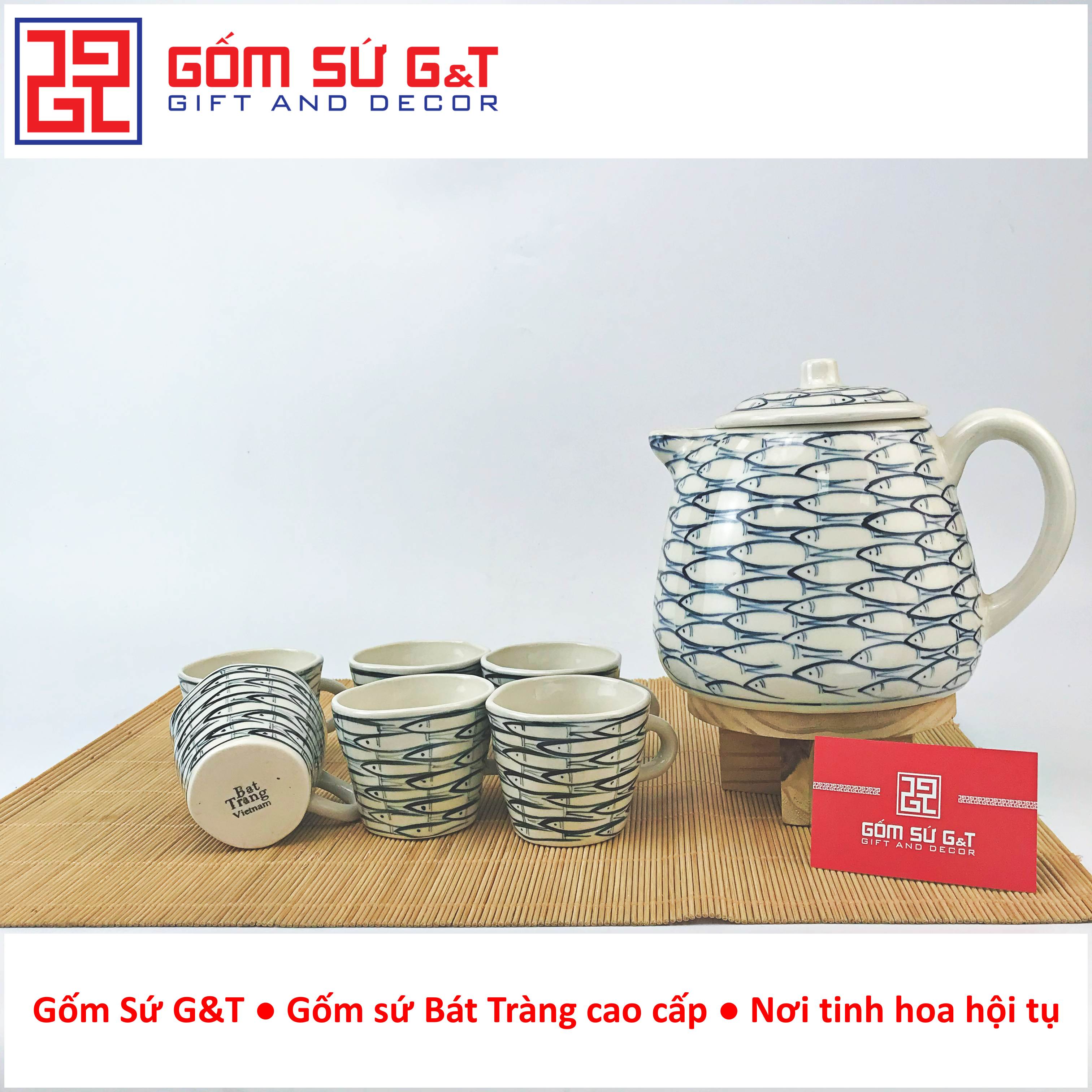 Bộ tích trà vẽ cá đàn Gốm Sứ G&amp;T