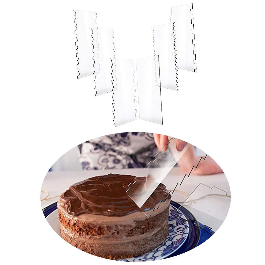 Pack of 6 Cake Scraper Transparent Decorating Cake Smoother Pastry Cutter