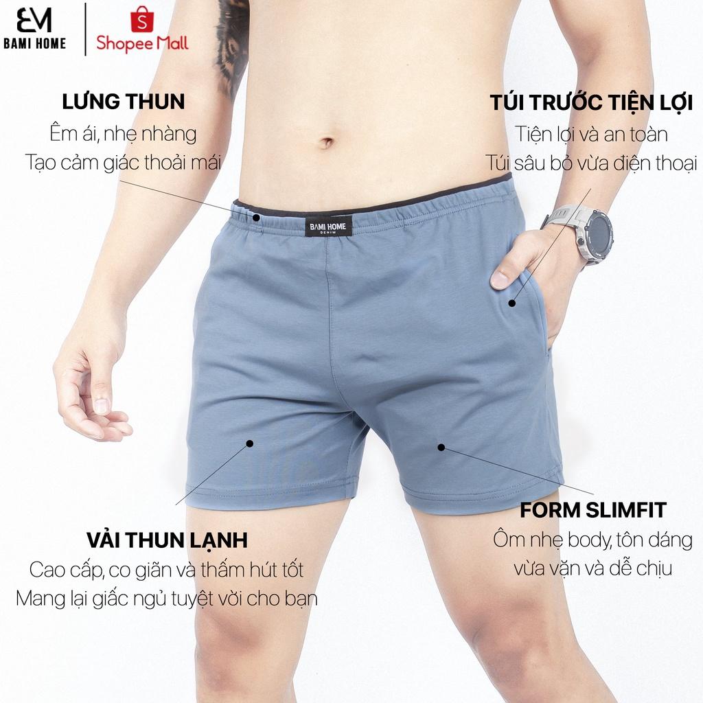 Quần đùi nam BAMIHOME mặc nhà mặc ngủ phông Unisex nam nữ chất thun cotton cao cấp form Slim Fit QNT-01
