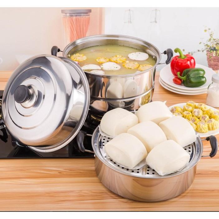 Nồi Hấp 3 Tầng Inox Size 27cm TIỆN ÍCH( Sãn hàng)