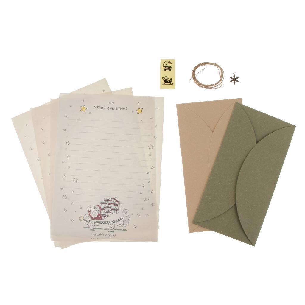 Novelty Christmas Letters Paper with Envelope Self Sealing Sticker Snowflake Shape Pendant