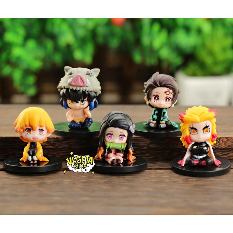 Mô hình Kimetsu No Yaiba - Mô hình thanh gươm diệt quỷ - Set 5 mẫu ngồi Tanjiro Nezuko Zenitsu Inosuke Rengoku - Cao 5cm