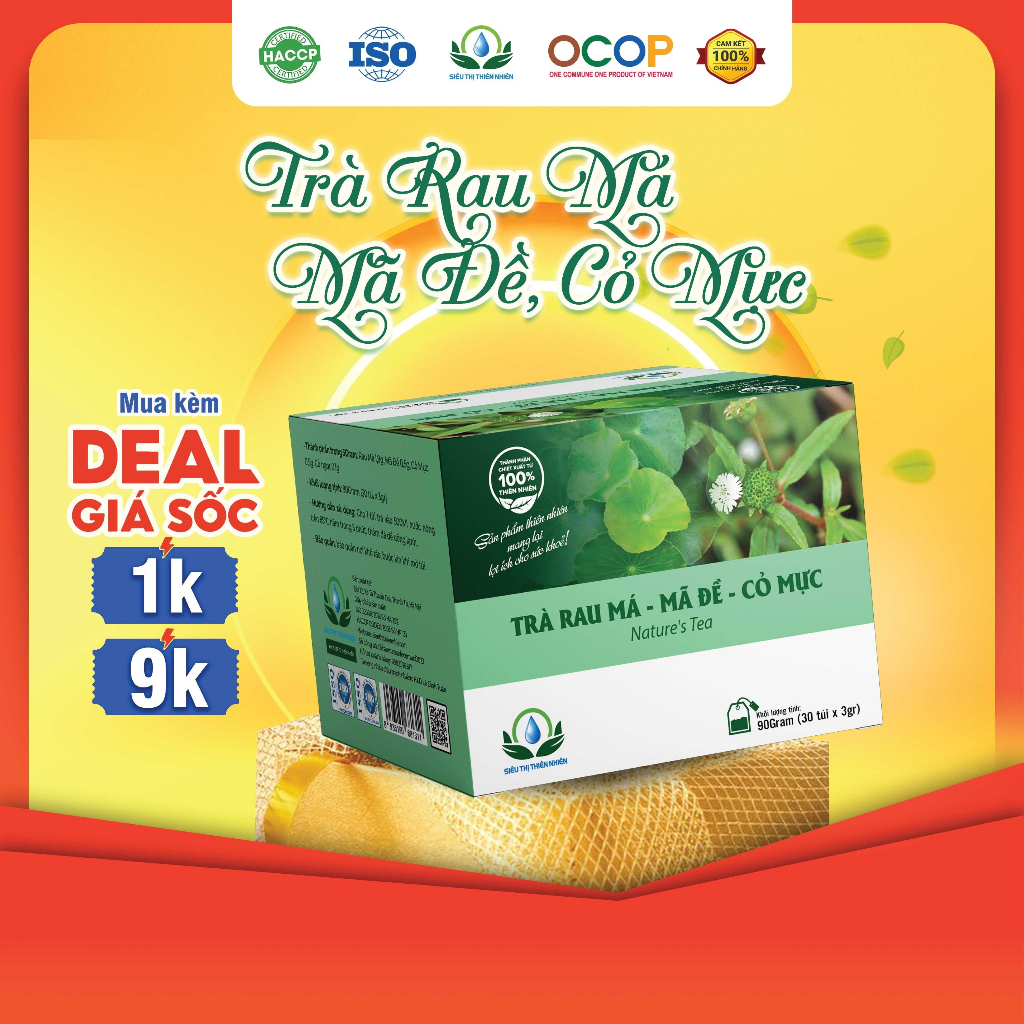 Trà Rau Má Mã Đề Cỏ Mực Hộp 30 Túi Lọc Giúp Lợi Tiểu Giảm Viêm Của Siêu Thị Thiên Nhiên