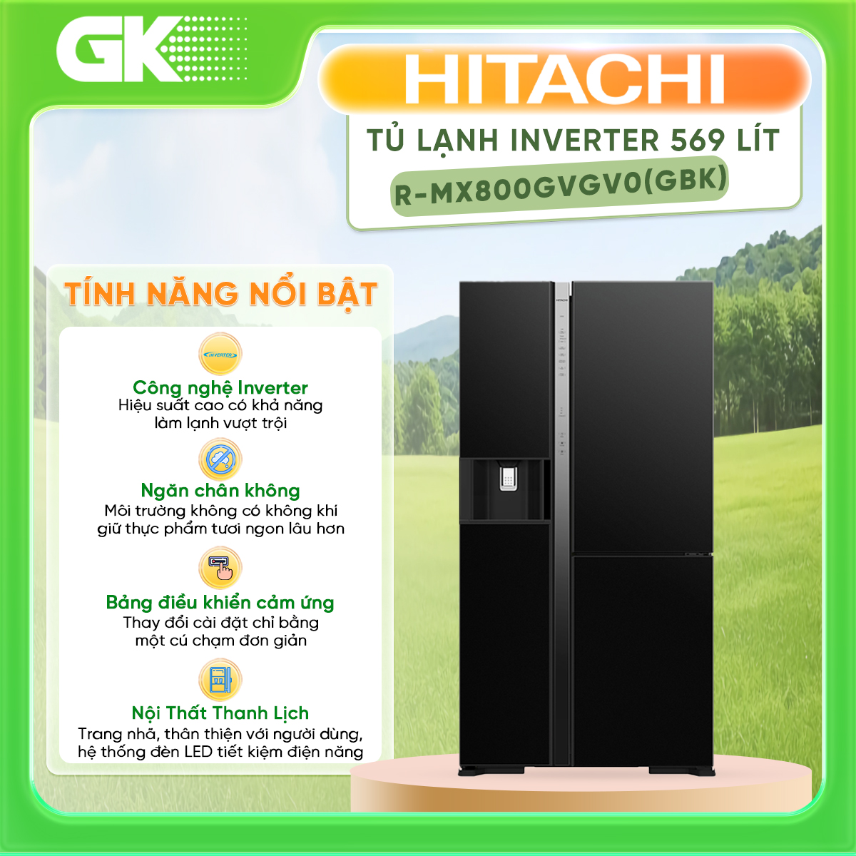 Tủ lạnh Hitachi Inverter 569 lít R-MX800GVGV0(GBK) - Hàng chính hãng (chỉ giao HCM)